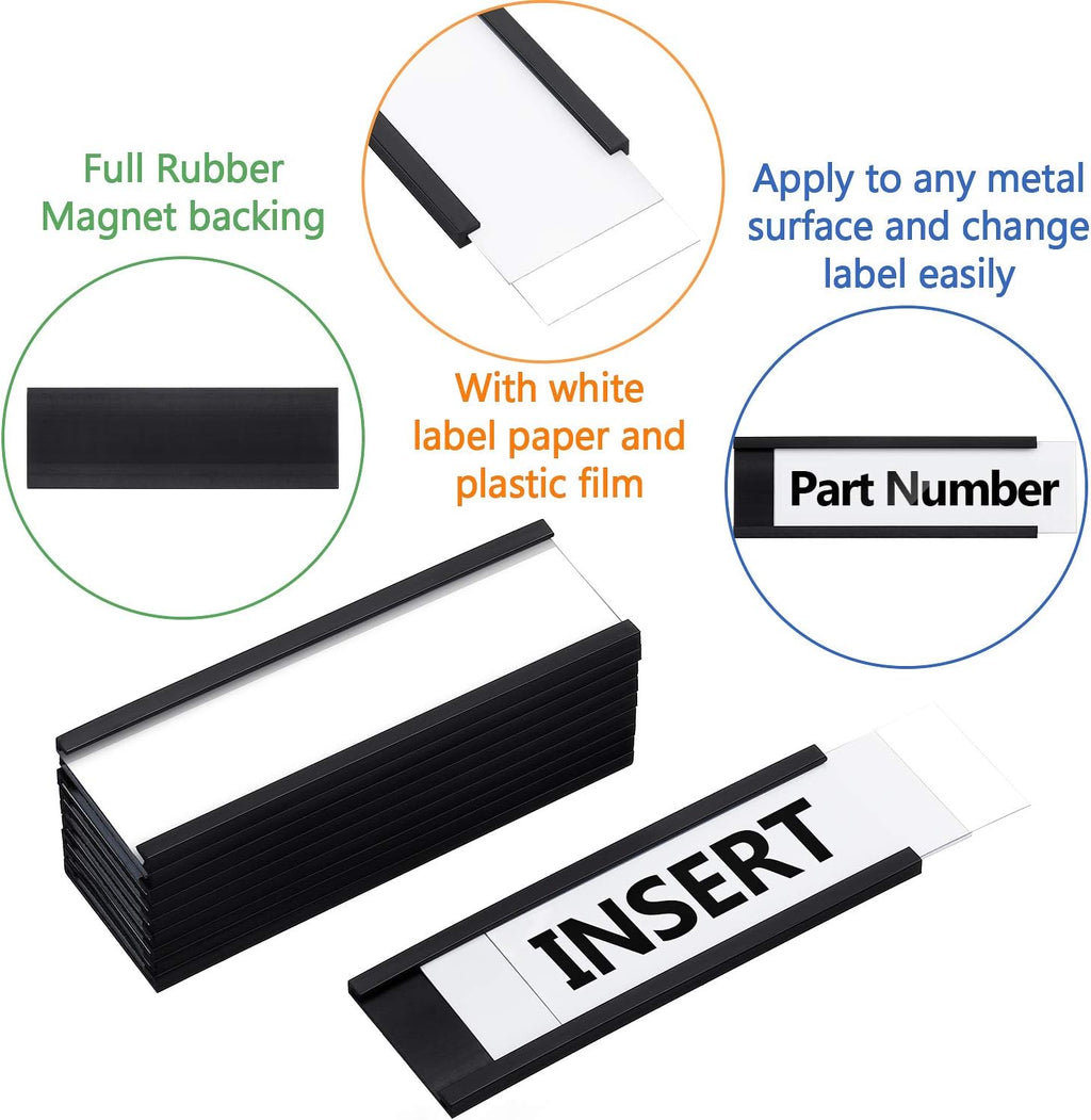 Magnetic Data Card Holders with Magnets and Cards, 1 x 3 Inches, 60 Pieces G9371