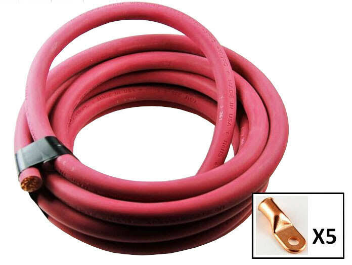 4/0 Gauge Red 5 Feet Battery Cable with 5 Lugs Y793