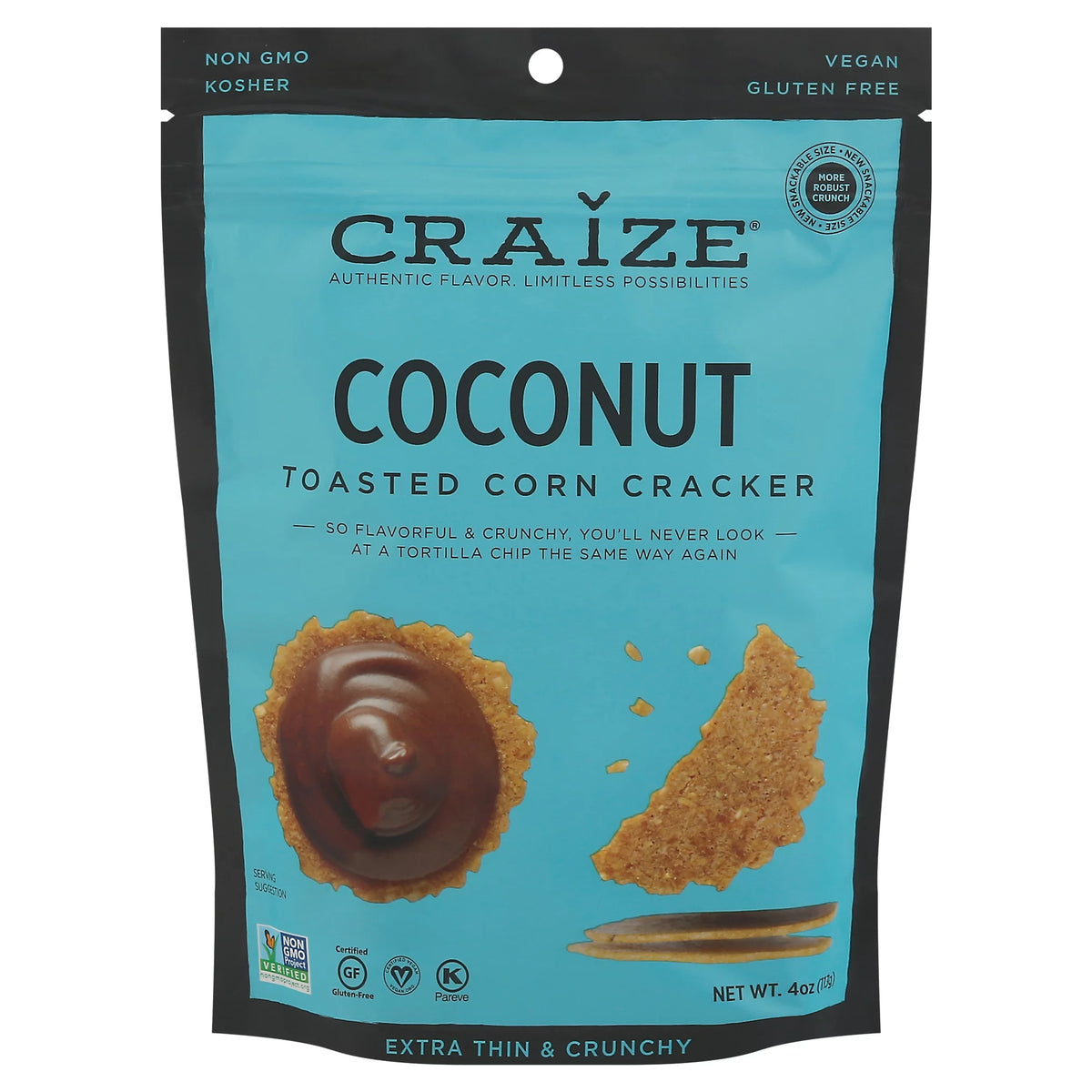 Extra Thin Toasted Corn Crisps Vegan Gluten Free 3 Pack Coconut O18234