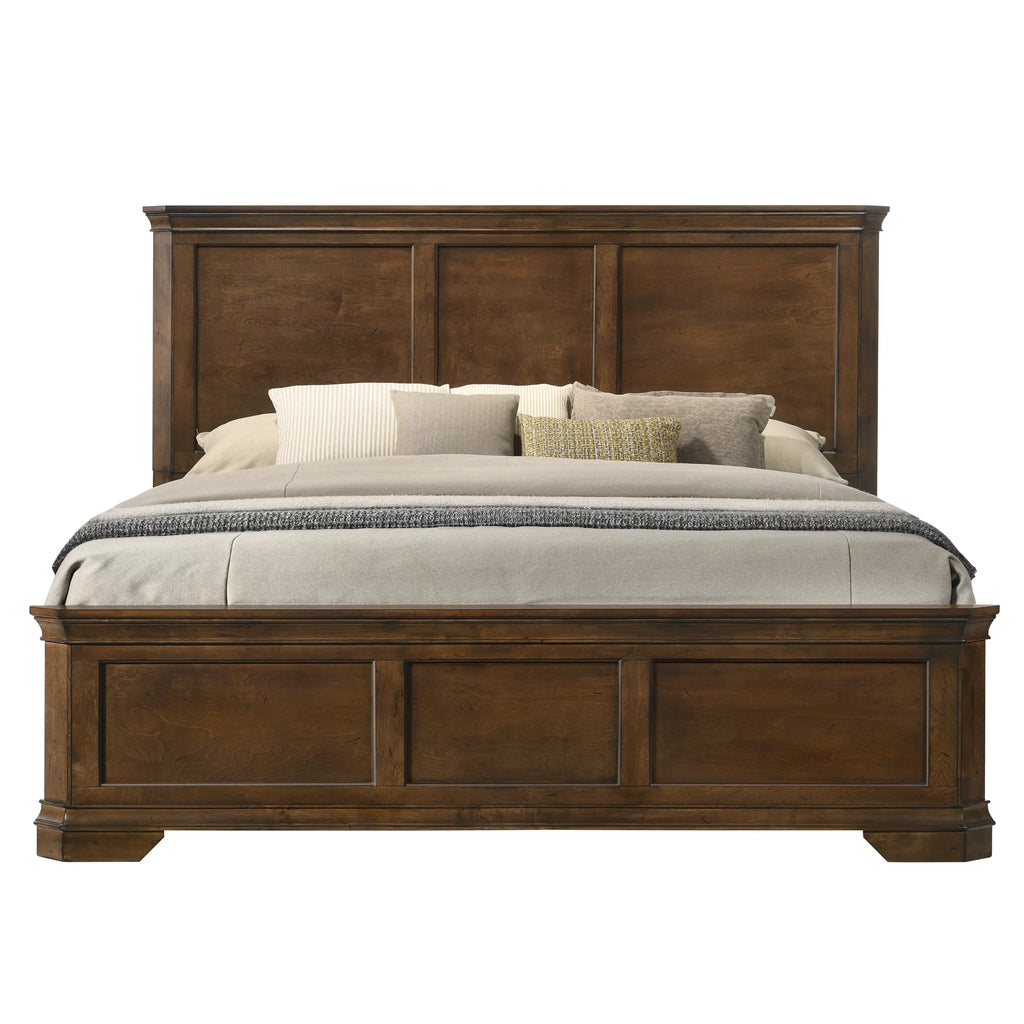 Queen Wood Panel Bed with Dresser, Mirror, Nightstand Y802381
