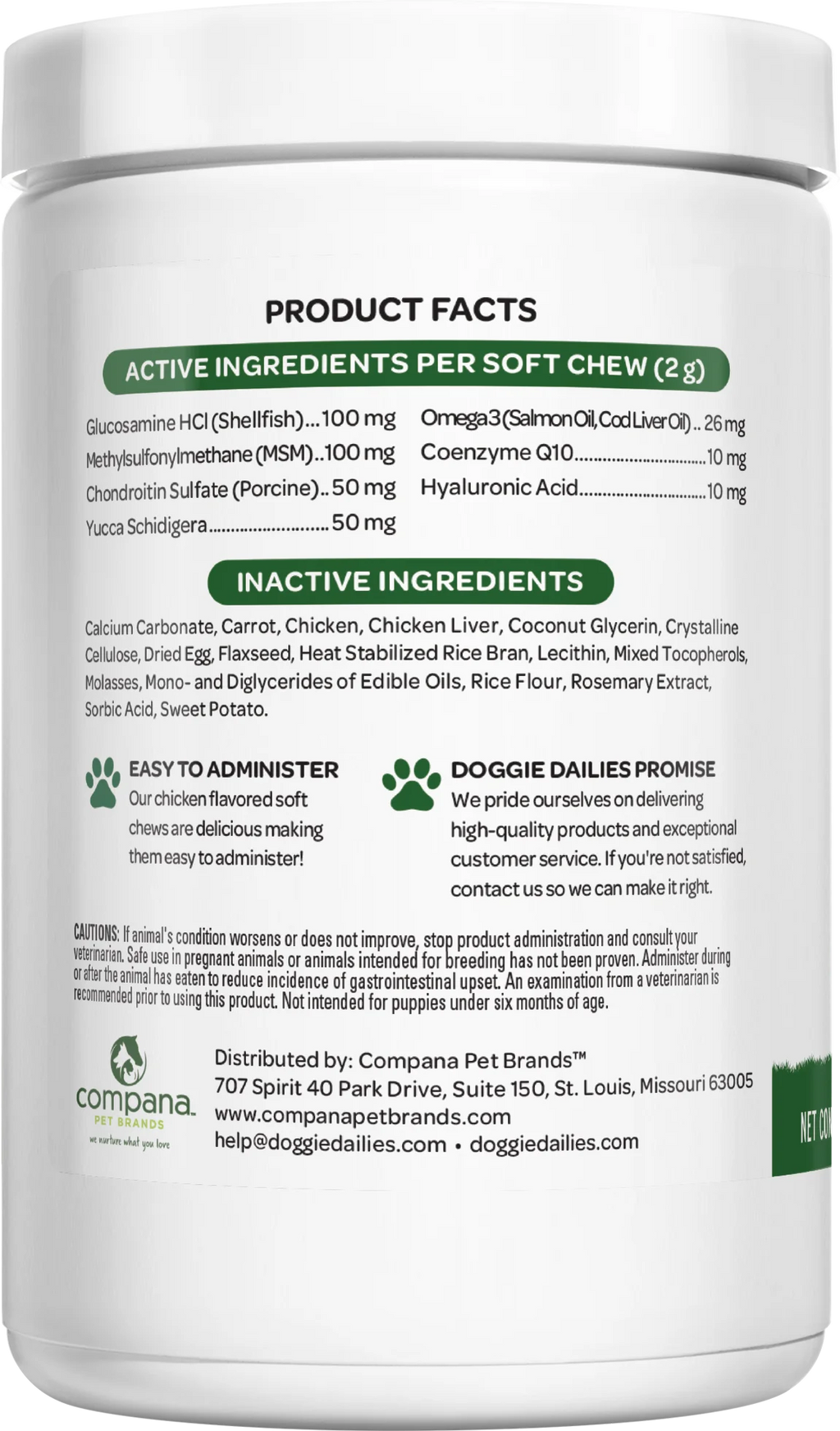 Glucosamine for Dogs 225 Chews Joint Supplement with Chondroitin MSM Hyaluronic Acid CoQ10 Chicken Y803