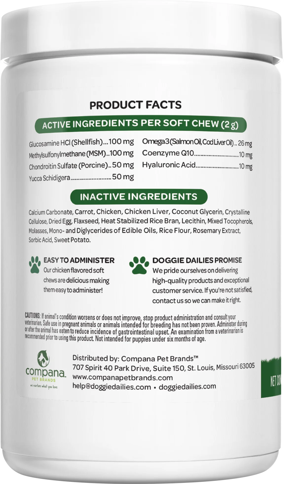 Glucosamine for Dogs 225 Chews Joint Supplement with Chondroitin MSM Hyaluronic Acid CoQ10 Chicken Y803