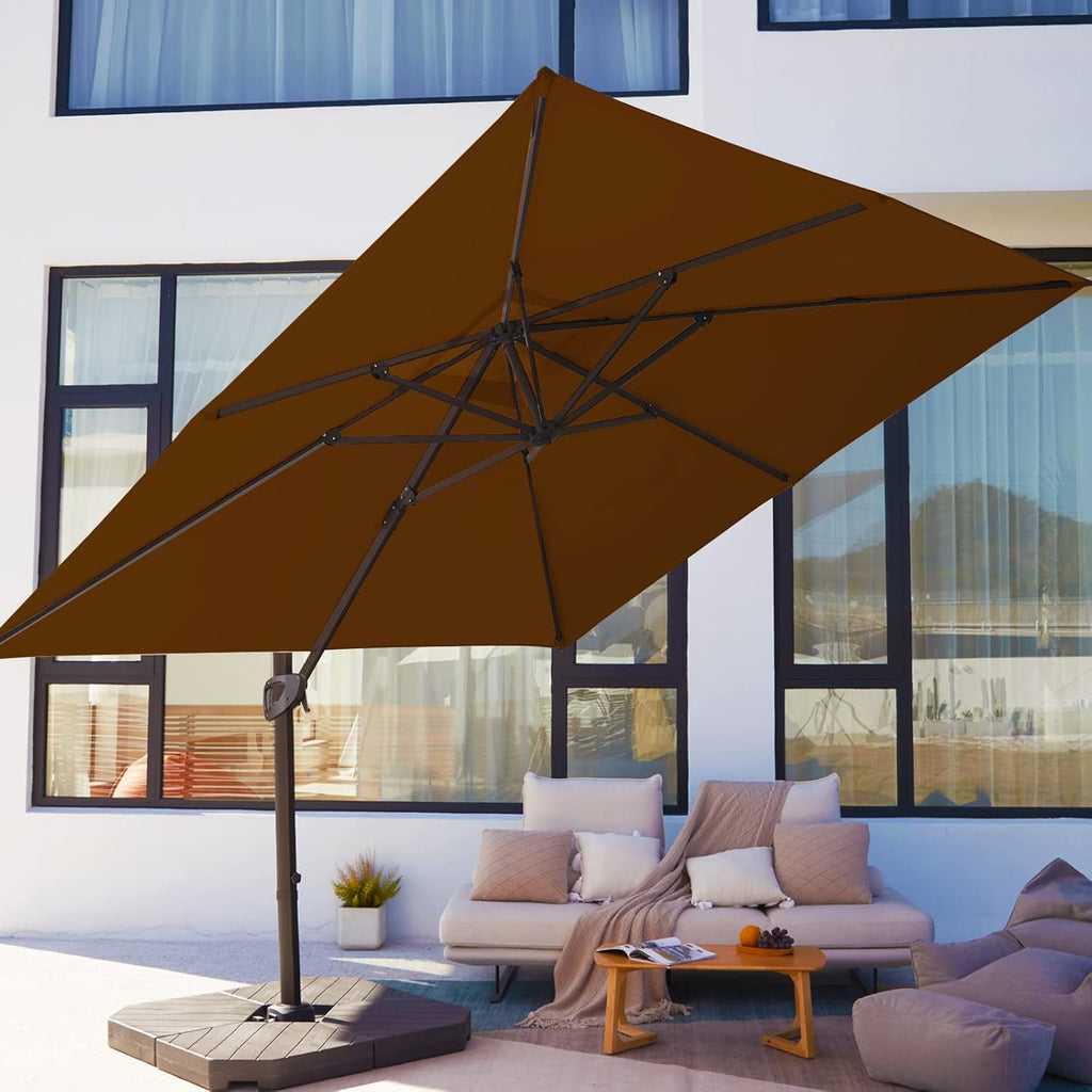 Beige 9x9 FT Square Cantilever Patio Umbrella with Aluminum Frame K31409