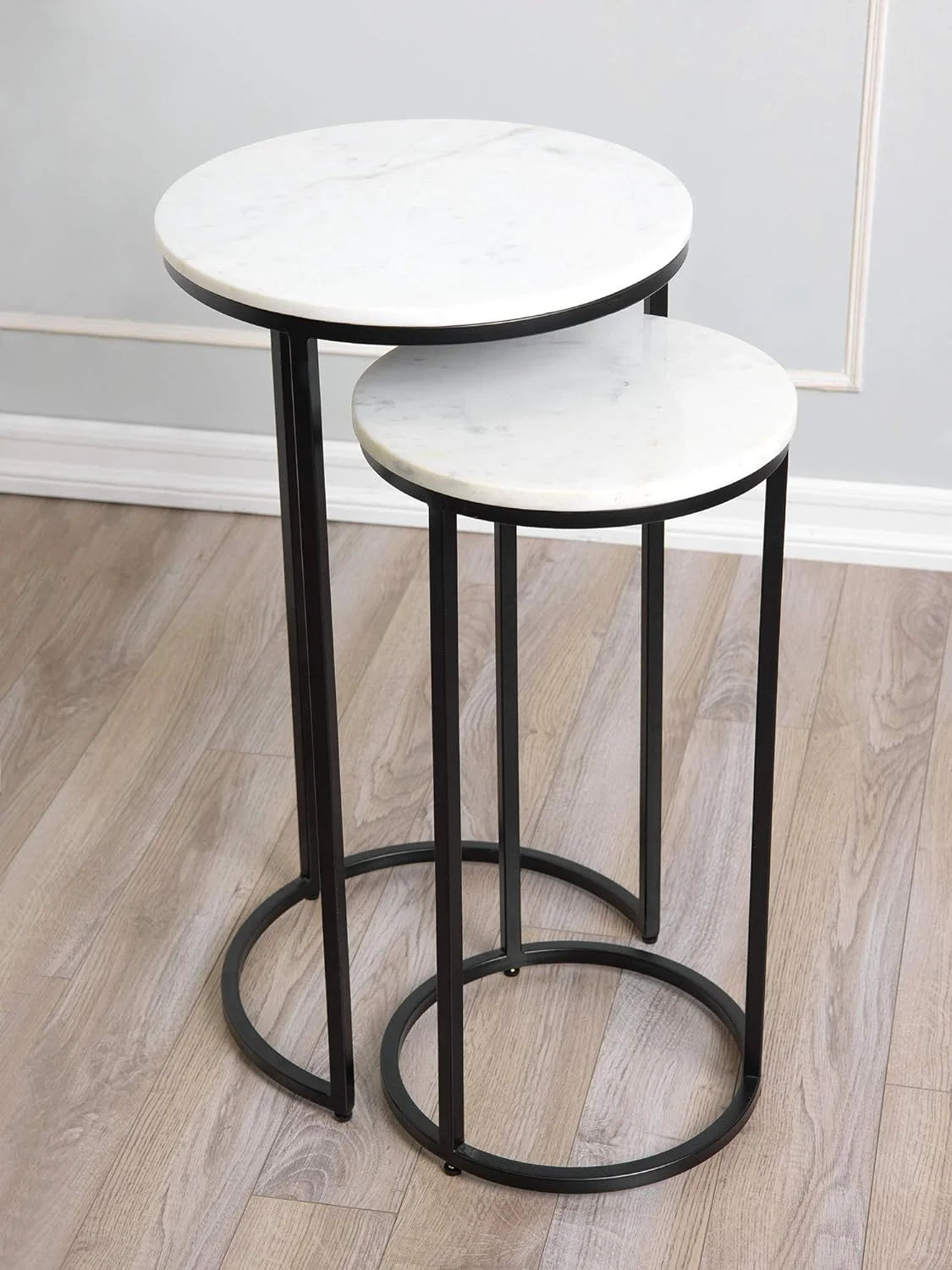 White Black Marble Nesting Tables D9257