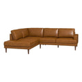 Cognac Tan Genuine Leather Corner Sectional Couch H704