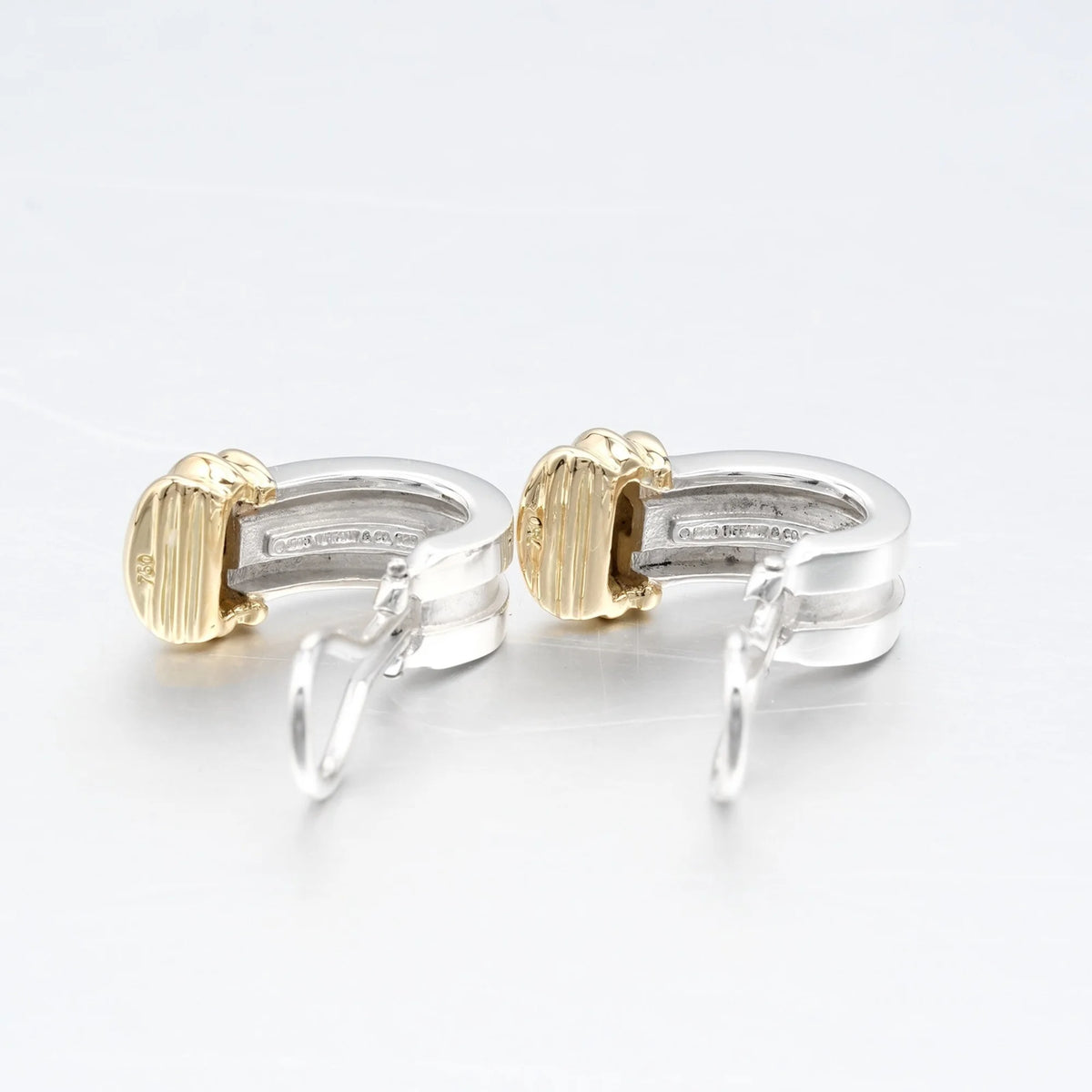 Grooved Earrings Silver 925 Yellow Gold V890017