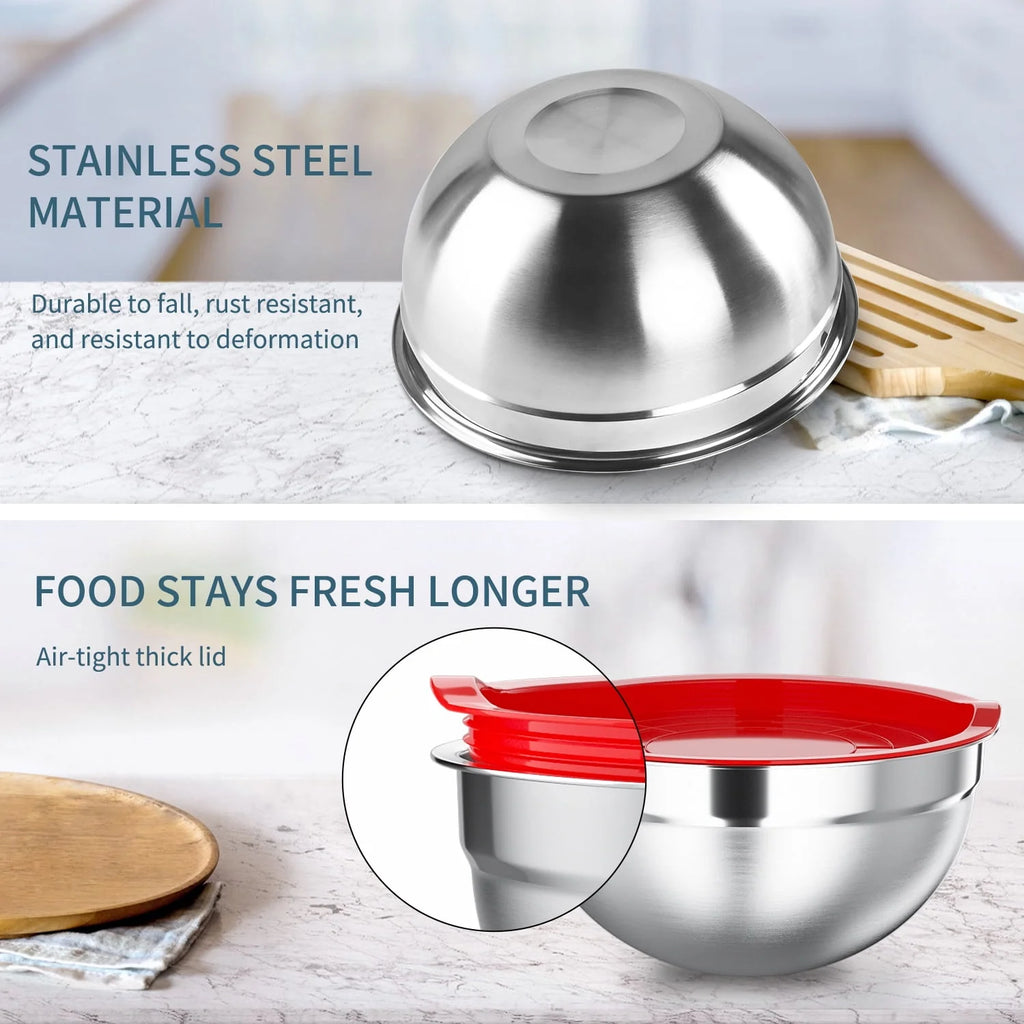 Stainless Steel Mixing Bowls Set with Lids 7 Pc T27449