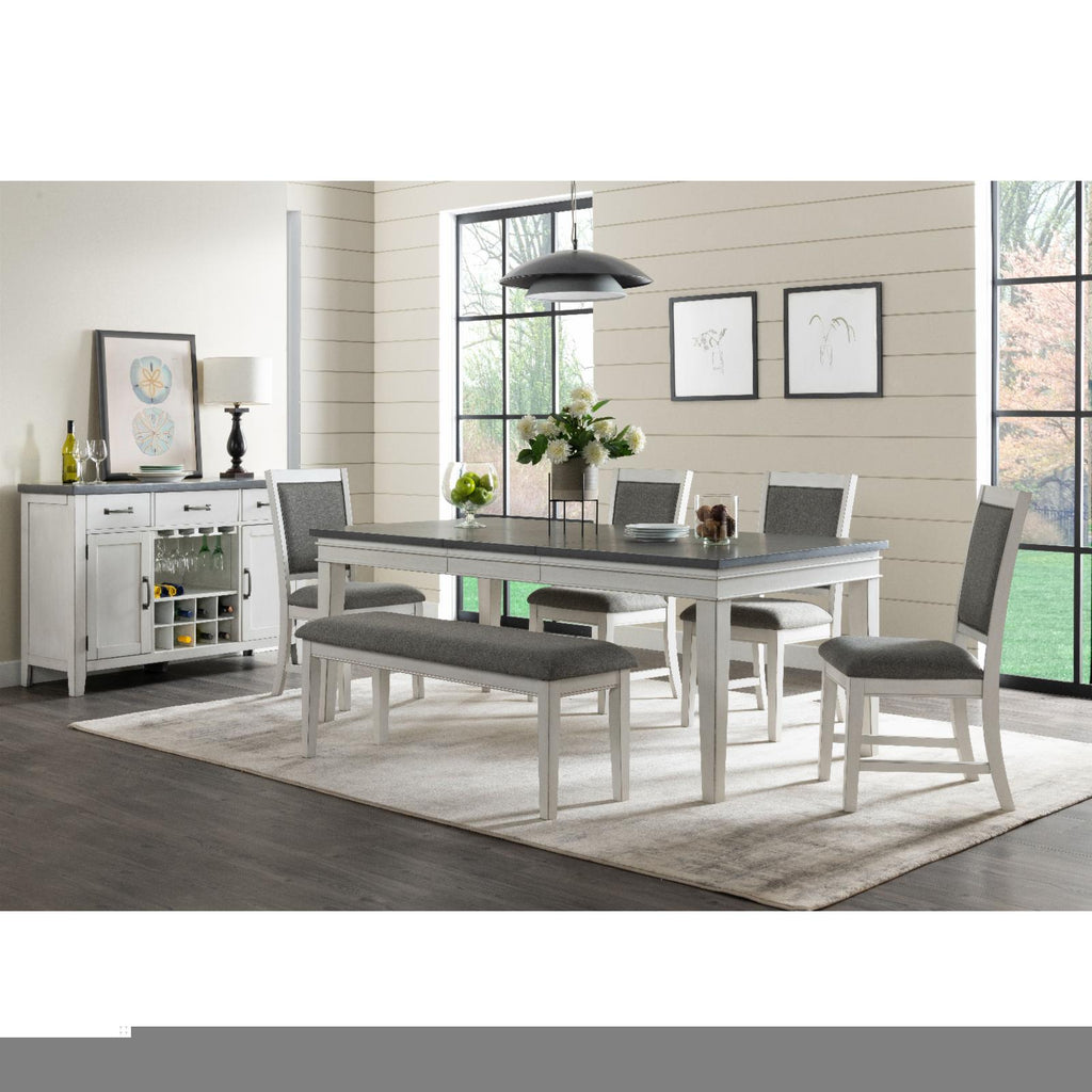 78" Dining Table with Leaf White and Grey U13403