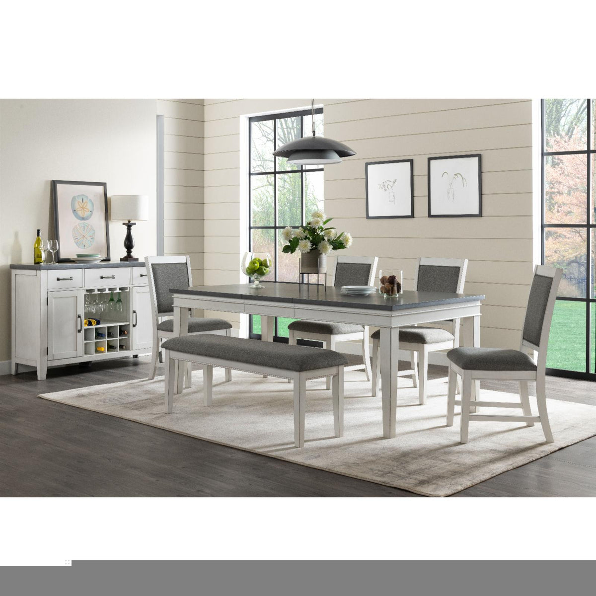 78" Dining Table with Leaf White and Grey U13403