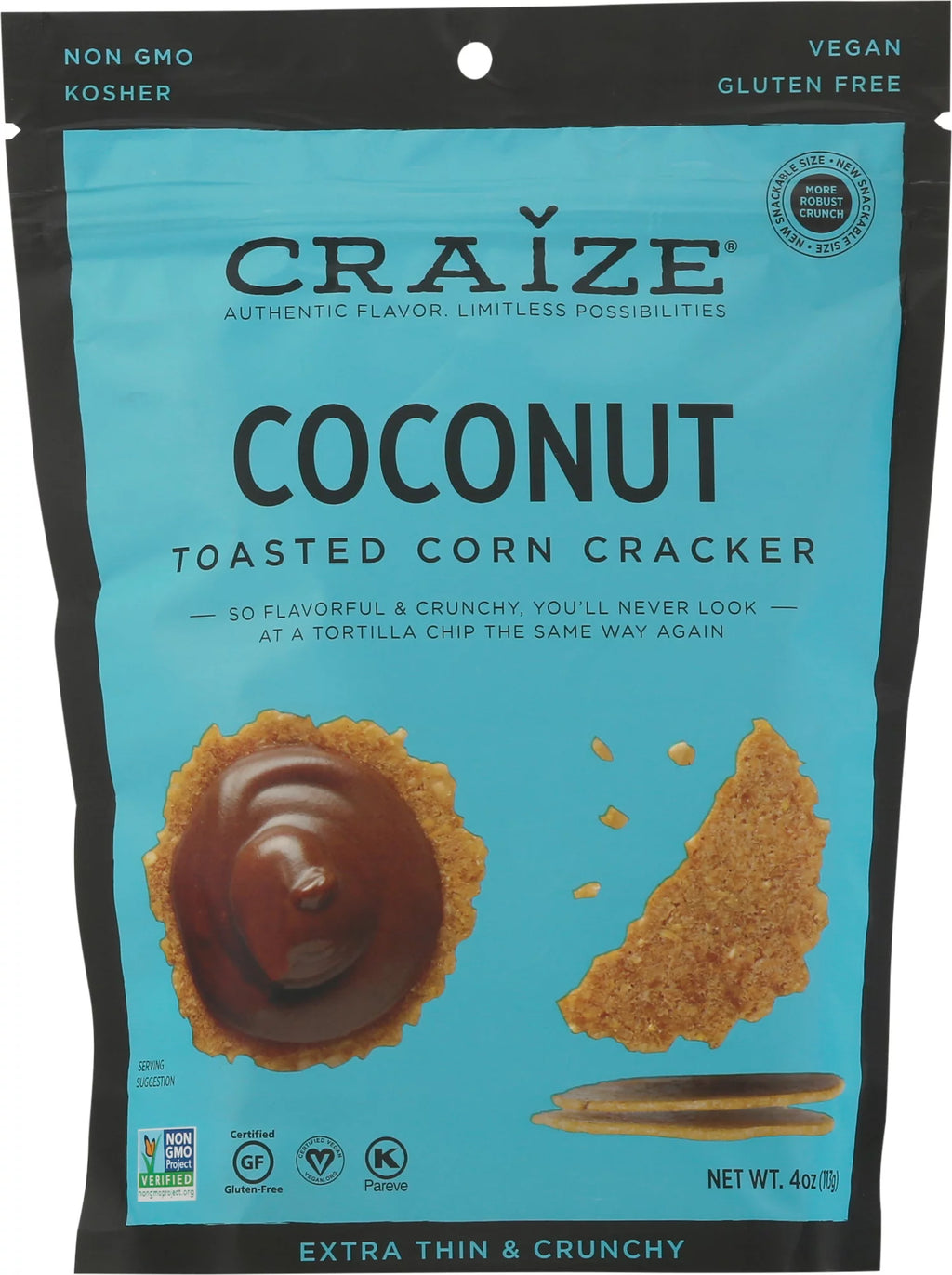 Extra Thin Toasted Corn Crisps Vegan Gluten Free 3 Pack Coconut O18234