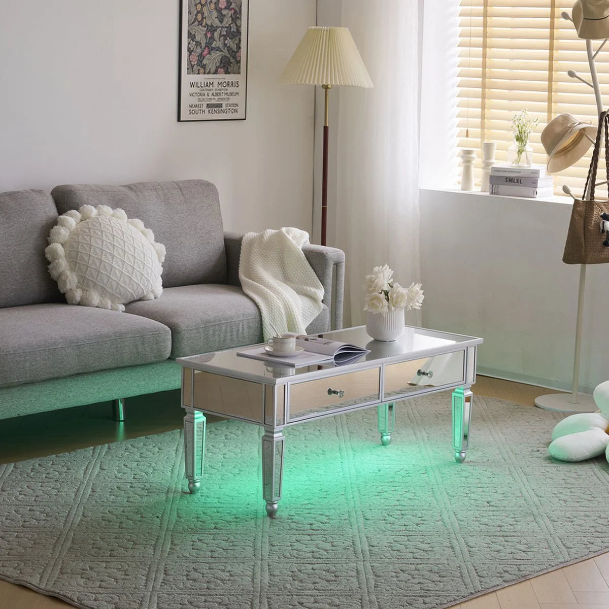 Mirrored Coffee Table with Storage and 2 Drawers V336341