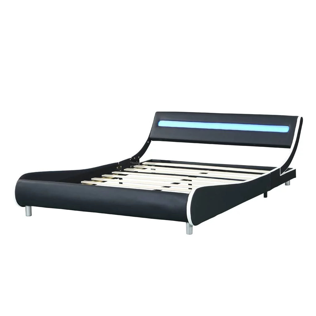 Faux Leather Upholstered Platform Bed Frame Queen Size C7433
