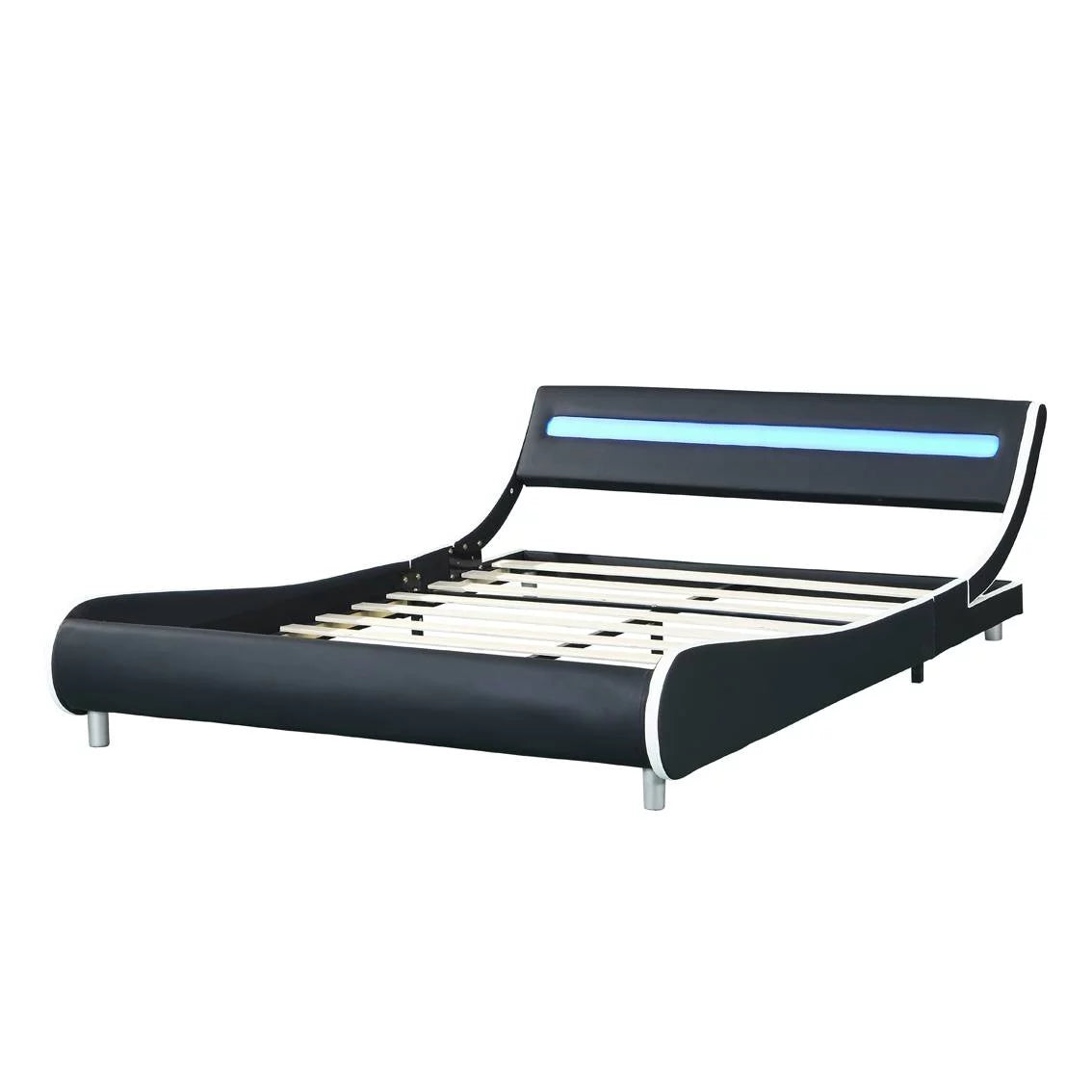 Faux Leather Upholstered Platform Bed Frame Queen Size C7433