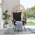Oversized Wicker Egg Chair with Stand and Cushions N365