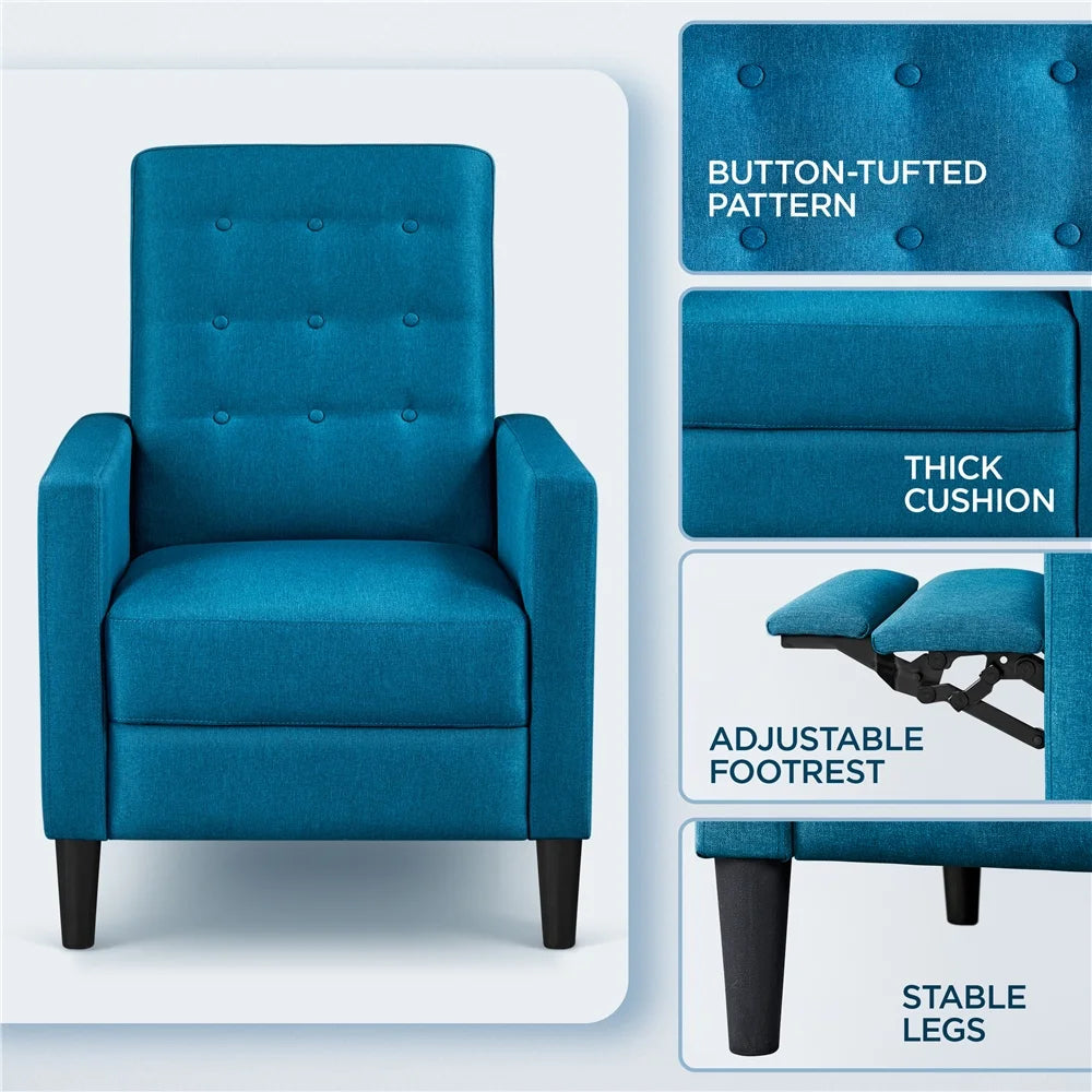 Blue Fabric Recliner Set of 2 C1446