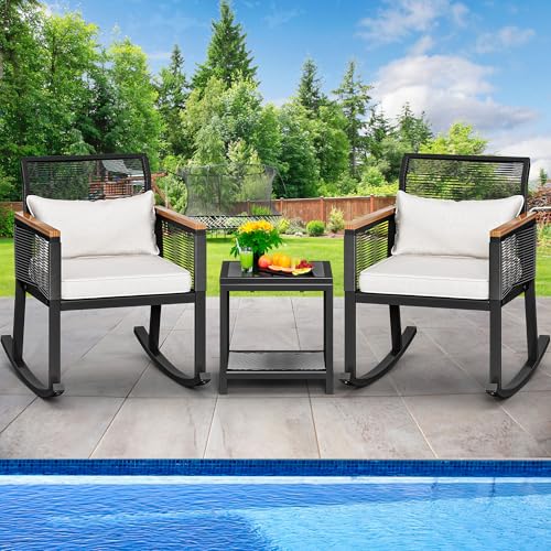 7 Pieces PE Rattan Wicker Patio Furniture Set with Table and Cushions D1347