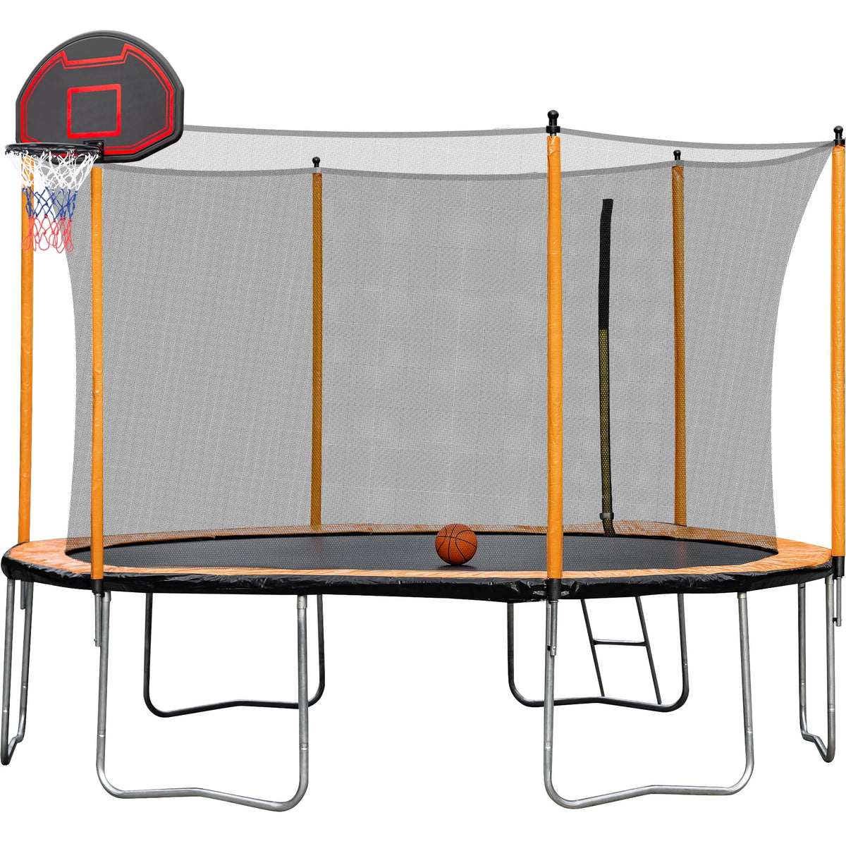 Orange 15FT Trampoline with Basketball Hoop and Ladder A220172