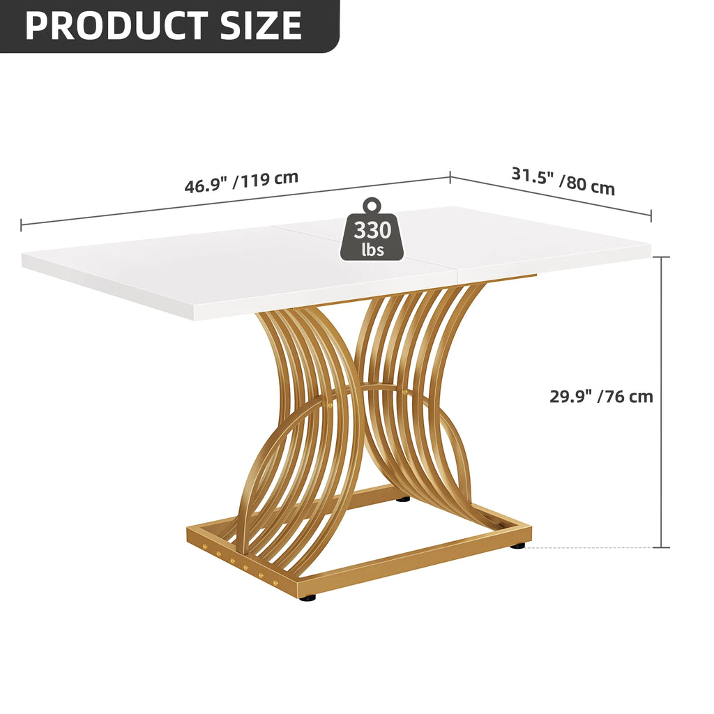 46.9" Gold Rectangular Dining Table P585