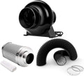 4 Inch 195 CFM Inline Fan, Carbon Filter, 8 Feet Flexible Ducting, Pack of 2 I726