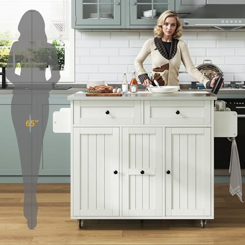 Black Kitchen Island on Wheels with Drop Leaf and Storage Cabinets S971402