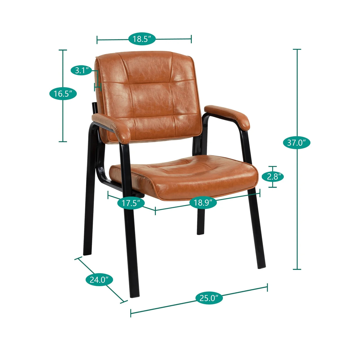 Set of 2 Leather Waiting Room Chairs with Padded Arm Rest E954274